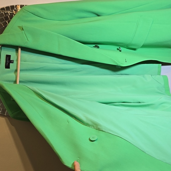 Talbots Viscose Tailored Stretch Double Breast Kelly Green Crest Button Blazer - Picture 15 of 17